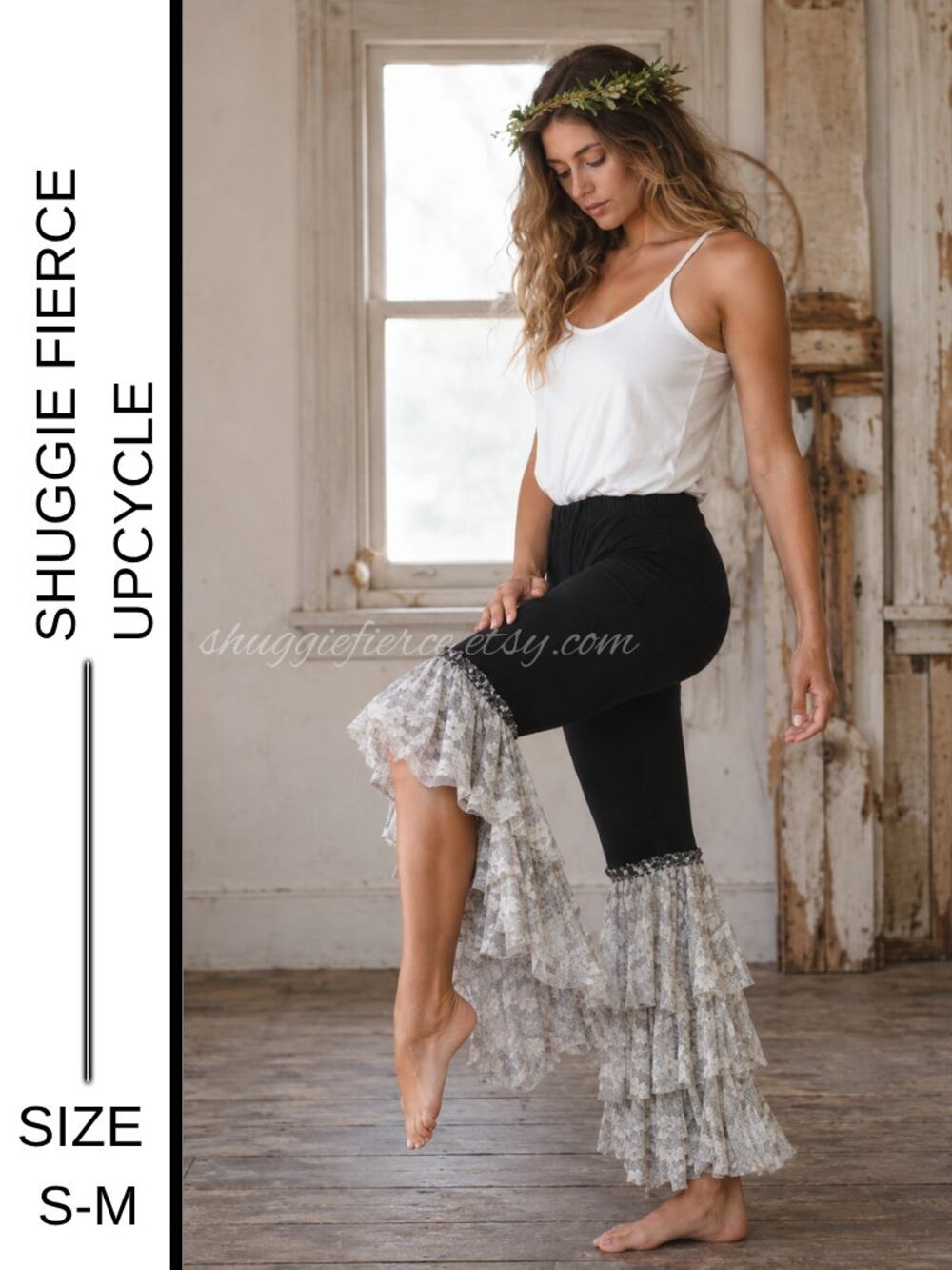 ✨ Shuggie Fierce Handmade Bohemian Ruffle Pants – Size S/M ✨SAME DAY SHIP